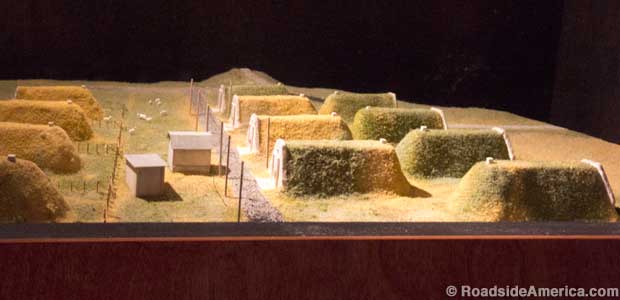 Model of former ammunition bunkers used to house Biosteel Goats.