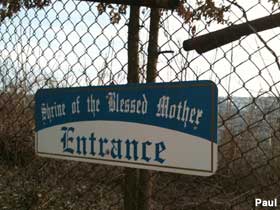 Shrine of the Blessed Mother Entrance sign.