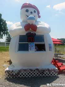 Snowman ice cream stand.