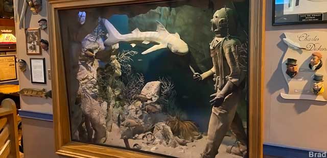 Shark vs. deep sea diver diorama.