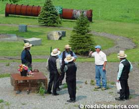 Amish tourists check out the memorial.