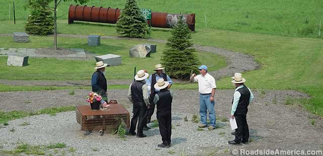 Amish tourists check out the memorial.