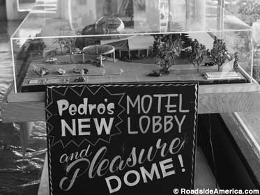 Ever-changing: 1985 model of motel lobby and Pleasure Dome. [Roadside America archive]
