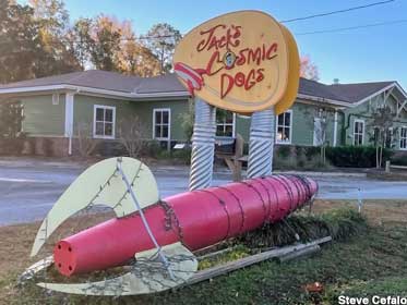 Jack's Cosmic Dogs rocket and sign.