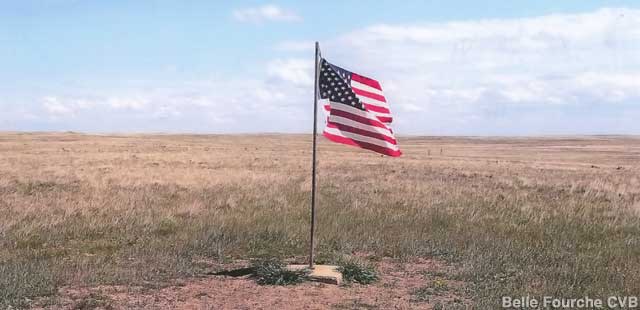 Flag and survey marker.