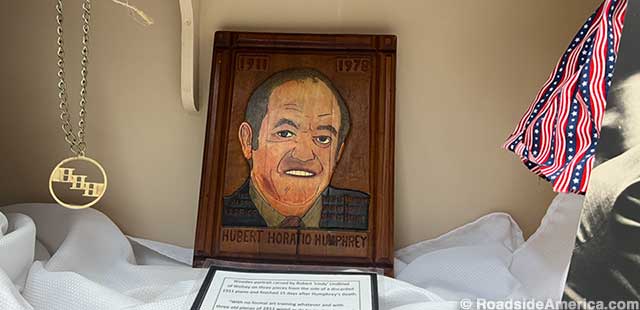 Vice-President Hubert Humphrey, carved from an old piano.