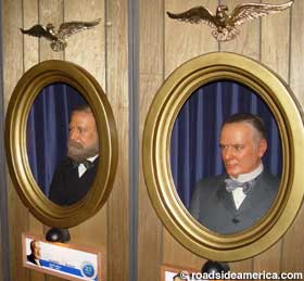 Presidents in portholes, National Presidential Wax Museum, Keystone, South Dakota.