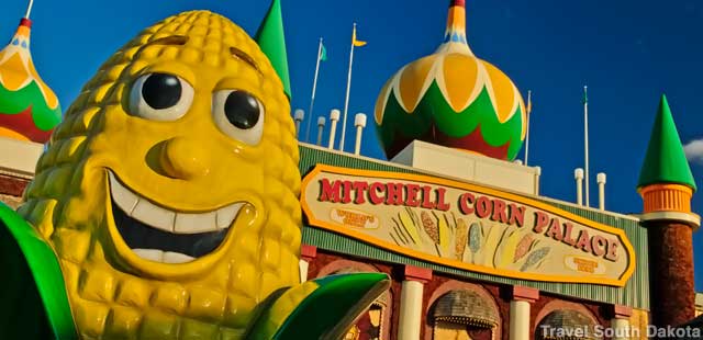Mascot Cornelius outside the Corn Palace, just before its 2015 makeover.