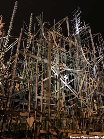 Massive art installation at night.