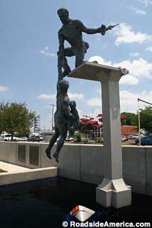 Heroic sculpture in the memorial fountain.