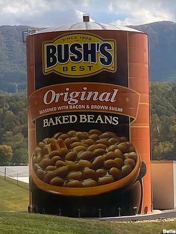 Storage tank with Baked Beans can label.
