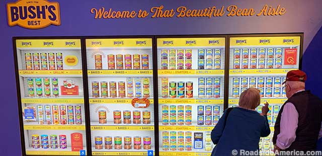 Touch screen supermarket aisle: tap a can, learn about that bean.