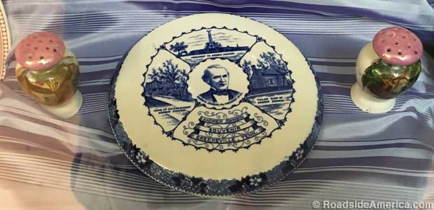One of many souvenir plates sold by Andrew Johnson's great-granddaughter to pay the upkeep of his house.
