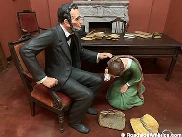 Tiny Lincoln comforts a weeping Civil War mom.
