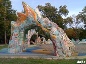 Mosaic dragon sculpture.