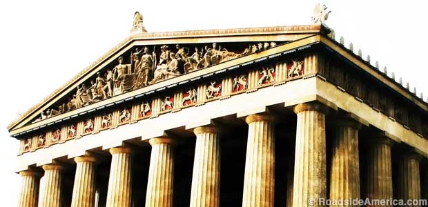 A parade of pagan gods fill the pediments on both ends of the Parthenon.