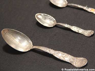 Inside the Parthenon, a small museum showcases souvenir spoons from 1897.