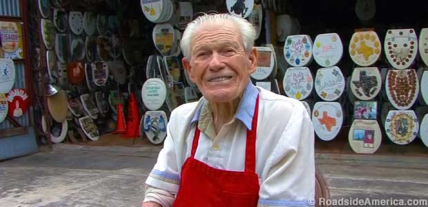 Barney Smith (1921-2019) at his garage museum in 2015.