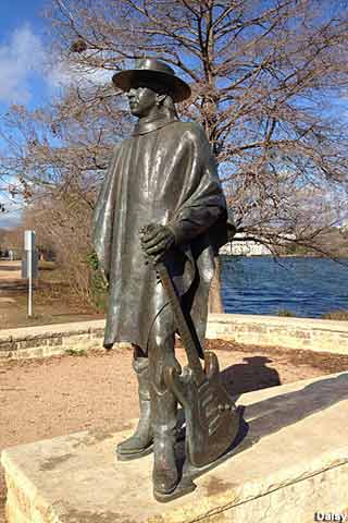 Stevie Ray Vaughan statue.