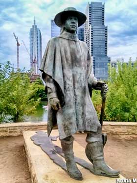 Statue of Stevie Ray Vaughan.