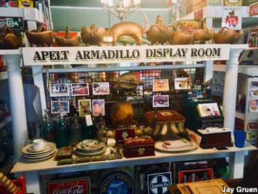 Display of armadillo souvenirs.