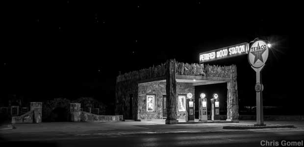 Petrified wood gas station.