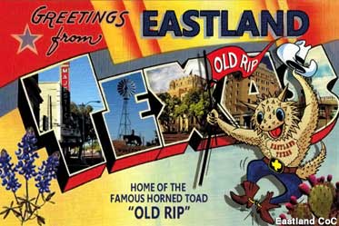 Eastland Texas postcard: Home of Old Rip.
