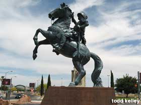 Conquistador statue.