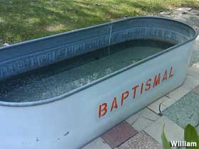 Baptismal tub.