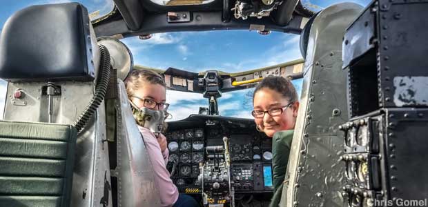 Young pilots at the Vintage Flying Museum.