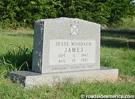 Jesse James tombstone in Granbury.