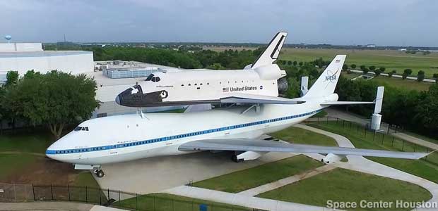 World's only piggyback Space Shuttle display features a walk-thru Orbiter and 747.