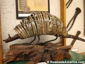 Armadillo made from barbed wire.