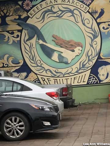 Mermaid mural.
