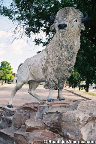 White Buffalo statue.