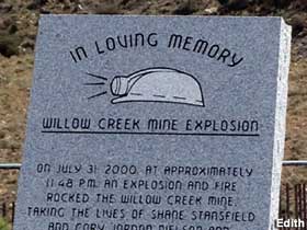 Willow Creek Mine Explosion memorial.