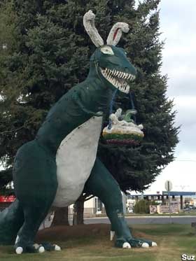 Dinosaur decked out for Easter.