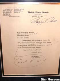 Marilyn MOnroe autograph on Senate stationery.