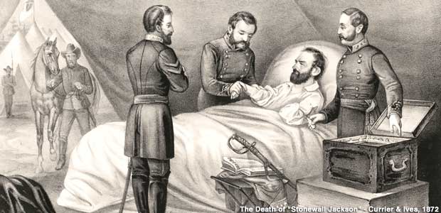 Drawing of Stonewall Jackson on his death bed.