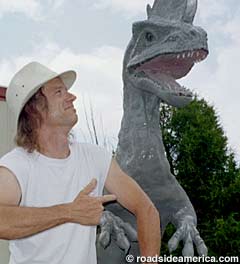 Mark Cline and a dinosaur.