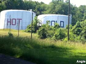 Hot and Cold Water Tanks.