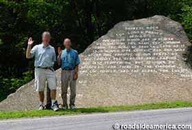 Rock inscribed with the Lord's Prayer.