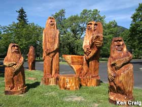 Bigfoot sculptures.
