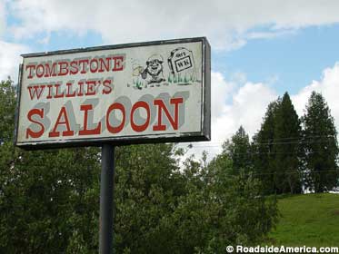 Sign for Tombstone Willie's Saloon.