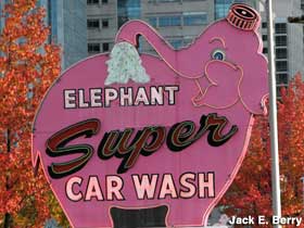 Elephant car wash sign.