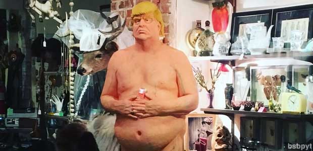 Naked Trump statue.