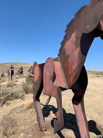 Horse sculptures.