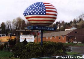 American flag painted on World's Largest Egg.