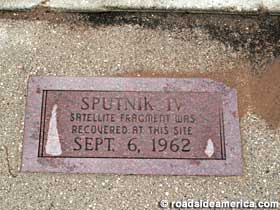 Plaque commemorating Sputnik crash.