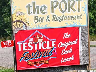 Testicle Festival sign.